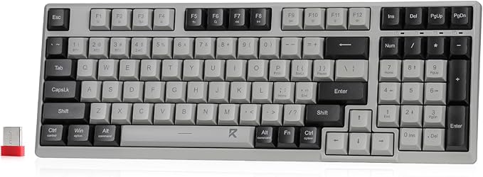 Redragon BK7114 Low-Profile Wireless Computer Keyboard, 98 Keys Slim Office PC Scissors Mechanism Keyboard w/ 2.4G BT Wireless Connection, Tactile Quiet Keystroke, Mixed Color Keycaps