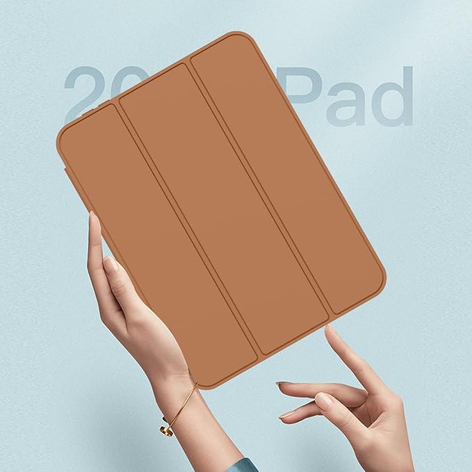 iMieet iPad mini 7 Case 2024 (A17 Pro), iPad mini 6 Case (8.3-Inch,2021 Model), iPad mini 7th/6th Generation Case with Pencil Holder, Trifold Stand Smart Case with Soft TPU Back,Brown