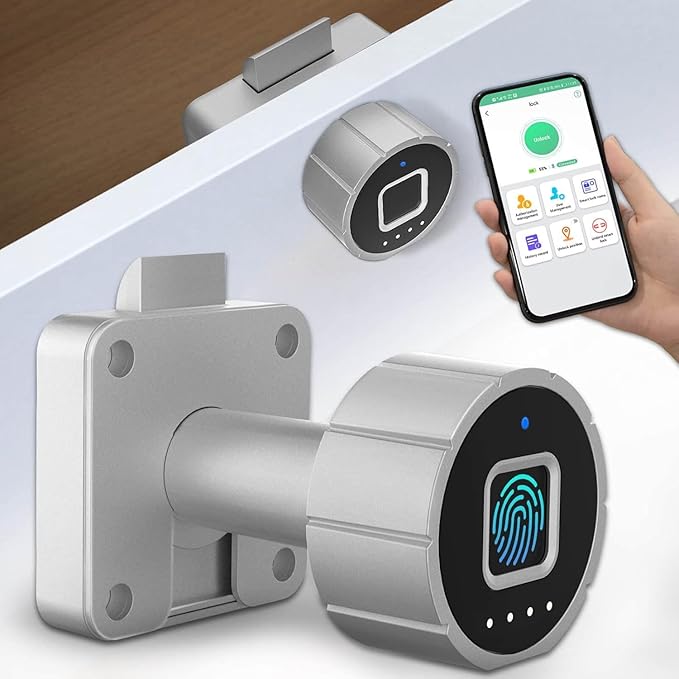 Fingerprint Cabinet Lock 32mm eLinkSmart Child Safety Baby Proofing Biometric Keyless Bluetooth Electronic Smart Drawer Lock for Furniture Liquor Locker Pantry Cupboard - 1.26"