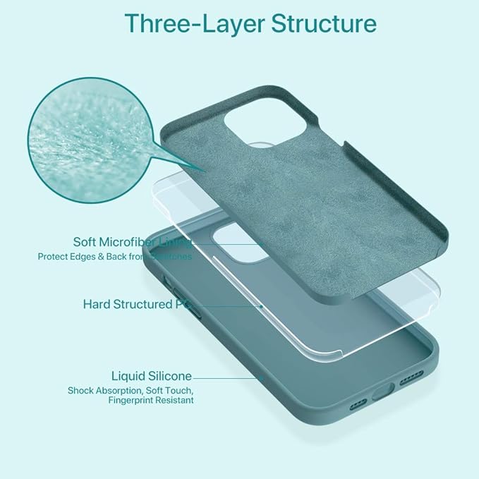 Miracase Compatible with iPhone 12 Pro Max Case, [Soft Anti-Scratch Microfiber Lining], Liquid Silicone Case Gel Rubber Shockproof Drop Protection Phone Case for 12 Pro Max, Midnight Green