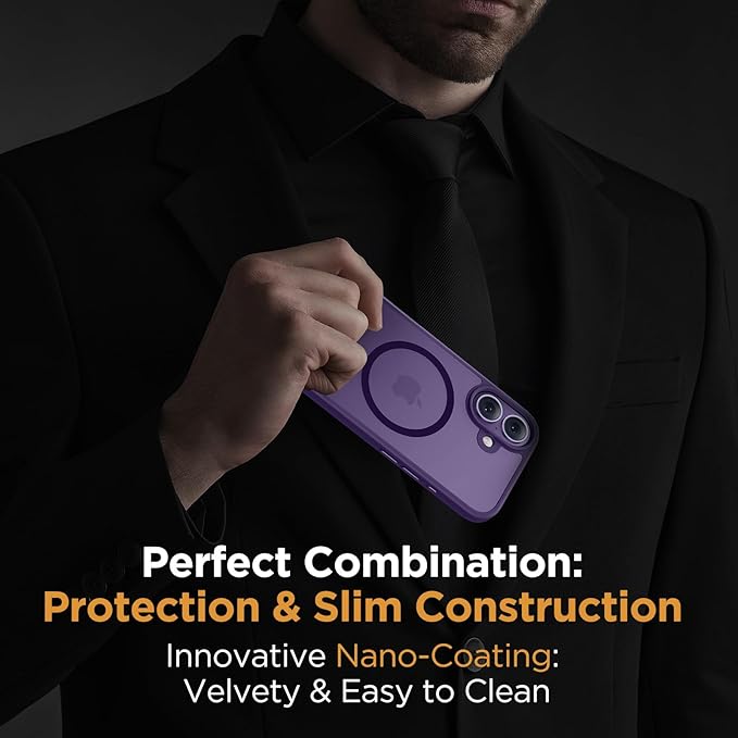 Miracase Magnetic for iPhone 17 Case (Compatible with MagSafe) with Screen Protector Military-Grade Protection, Anti-Fingerprint Translucent Matte Phone Cover for iPhone 17 6.3 inch, Dark Purple