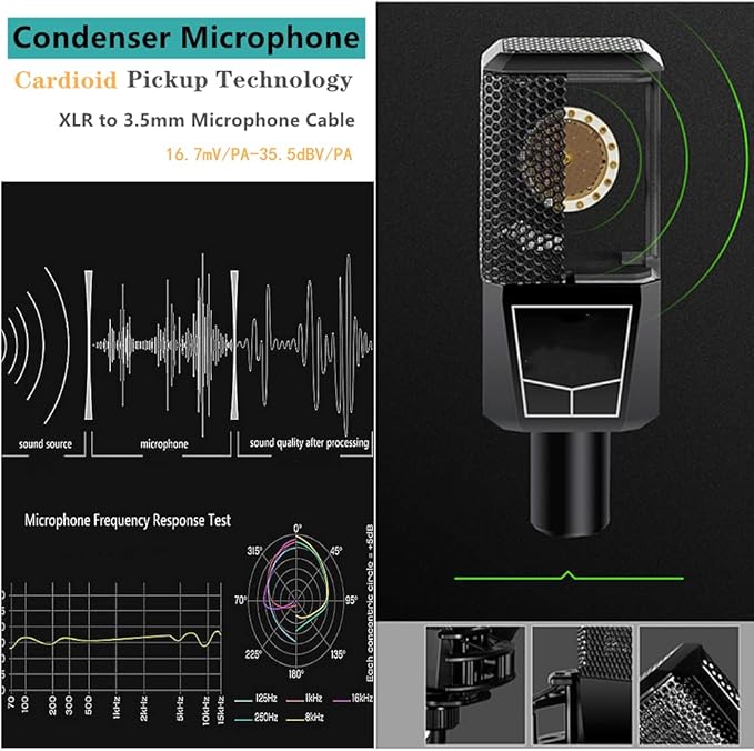 sktome Podcast Equipment Bundle, K300 Sound Card with Podcast Microphone, Audio Interface for Music Recording Karaoke Singing Broadcast (AM200-K300S2)