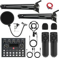 Podcast Equipment Bundle for 2, Audio Interface with BM-800 Condenser Microphone, V8s Sound Card with Voice Changer, Podcast Equipment for Podcasting, Recording, Singing, Streaming, Gaming