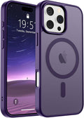 SUPFINE Magnetic for iPhone 16 Pro Case (Compatible with MagSafe) (Military Grade Drop Protection) Slim Translucent Matte Shockproof with Anti-Fingerprint Phone Case,Dark Purple