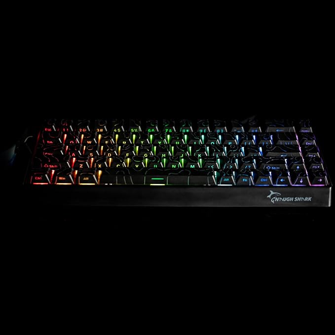 GK GAMAKAY x NaughShark NS68 Rapid Trigger Wired Gaming Keyboard, 65% Hall Effect Mechanical Keyboard, 8KHz Polling Rate 0.01mm RT, Snap Tap, Outemu Peach Crystal Magnetic Switch (Black-Side Printed)