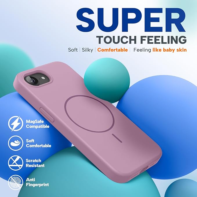 Miracase Magnetic for iPhone 17e Case & iPhone 16e Case, [Soft Anti-Scratch Microfiber Lining], Compatible with MagSafe, Silicone Shockproof Protection Phone Case for iPhone 17e/16e, Blackcurrant