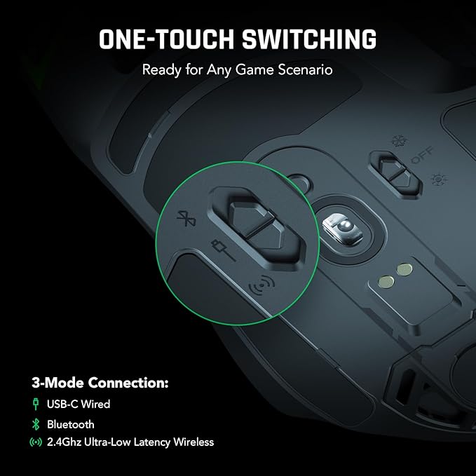 Black Shark Funcooler Wireless Gaming Mouse, Active Cooling & Heating, Dual 8KHz Polling Rate, 30K DPI Optical Sensor, Tri-Mode Wireless, Charging Dock, Ergonomic Right-Hand for PC/Mac