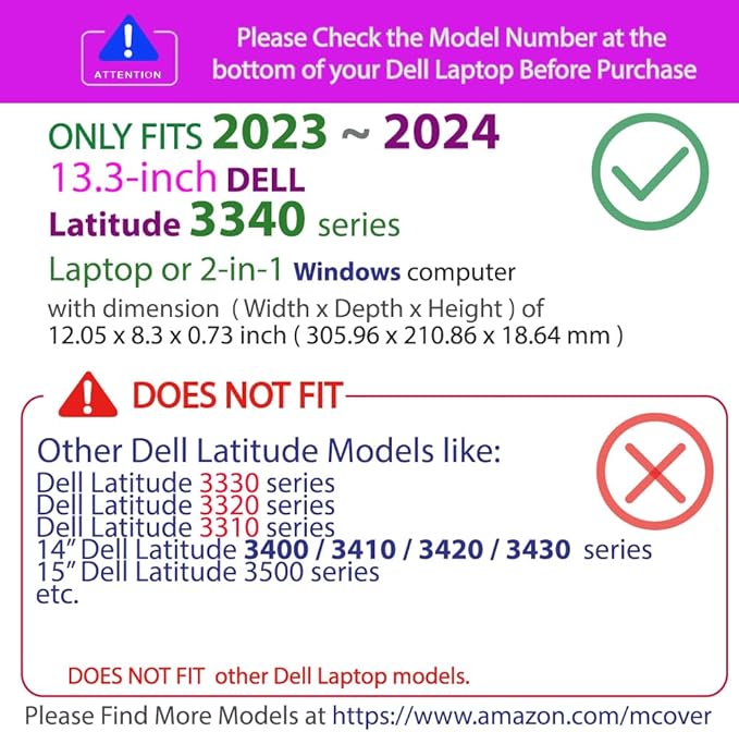 mCover Case ONLY Compatible with 2023-2024 13.3" Dell Latitude 3340 Series Laptop or 2-in-1 Windows Notebook Computer (NOT Fitting Any Other Dell Models) - Red