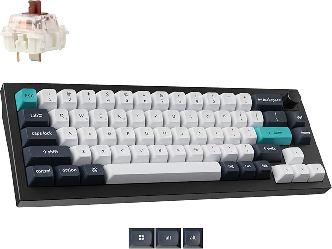 Keychron Q2 Max Wireless Custom Mechanical Gaming Keyboard, QMK/VIA Programmable Knob 2.4 GHz/Bluetooth 5.1/Wired, 65% Compact RGB Hot-Swap with Gateron Brown Switch for Mac Windows Linux - Black