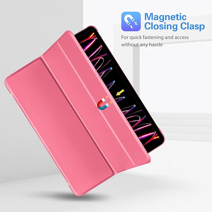 ProCase Smart Case for iPad Pro 12.9 2022/2021/2020/2018, Slim Stand Hard Back Shell Smart Cover for iPad Pro 12.9" 6th Gen/5th Gen/4th Gen/3rd Gen -Melonpink