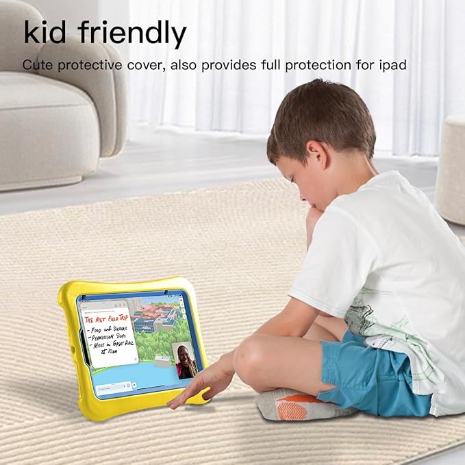 Kids Case for iPad mini 7 (A17 Pro) 2024 /iPad Mini6 2021, Light Weight Heavy Duty/Shockproof/Drop Proof with Handle/Kickstand, Child Friendly Cover for iPad mini 7th/6th Gen 8.3inch (Yellow)
