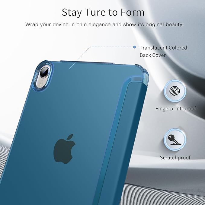 MoKo for iPad mini 7 (A17 Pro) Generation Case 2024, iPad mini 6 Case 2021, 8.3-inch Slim Lightweight Protective Hard Back PC Shell Stand Cover Support Touch ID, Auto Wake/Sleep, Peacock Blue