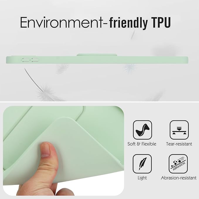 Shockproof Case for iPad 10th/11th Gen, TPU & Hard PC Back Cover with Kickstand Feature Screen & Camera Defense Cleaning Cloth + Stylus Included for iPad 11th 10th Gen, Mintgreen