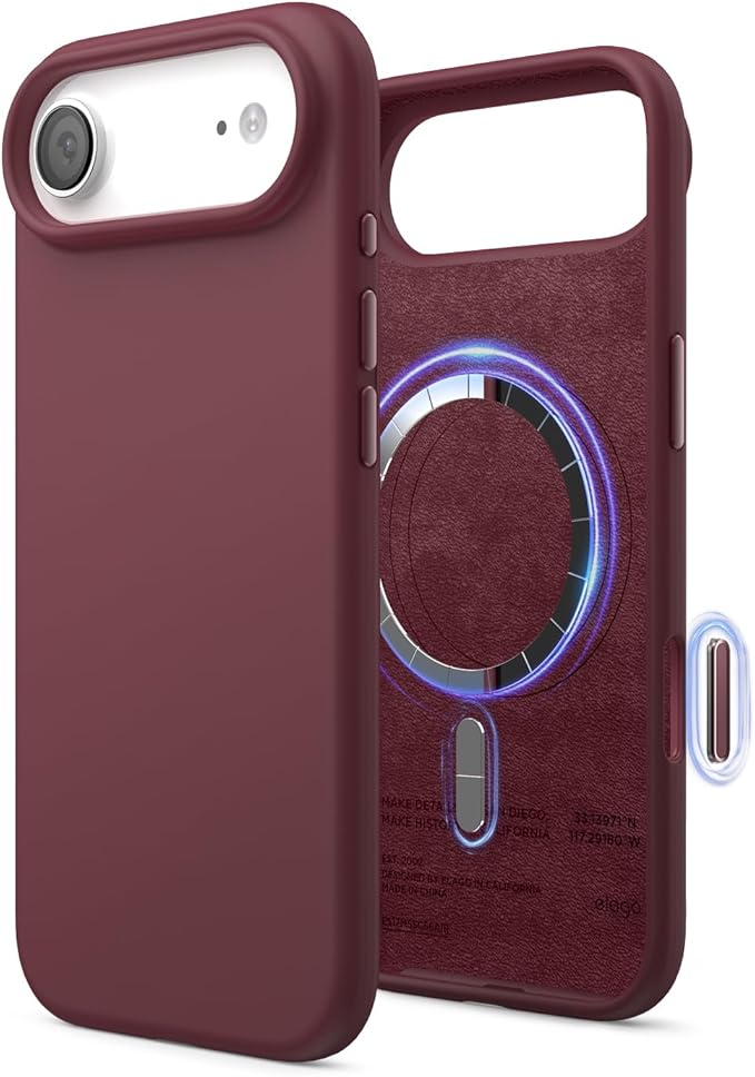 elago for iPhone Air Case, Premium Magnetic Silicone Case, Compatible with MagSafe, Liquid Silicone Material, Protective Cover, Shockproof, Slim Phone, 6.5 inch (Burgundy)