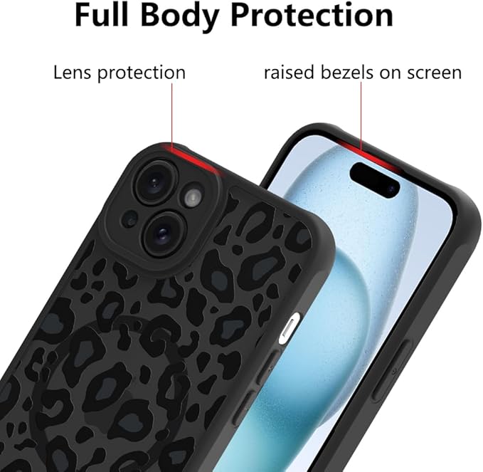 KANGHAR Case for iPhone 15 Phone Case [Compatible with Magsafe] Leopard Printed Pattern Cute Cheetah Protective Magnetic Case for Girls Women Men 6.1"
