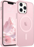 SUPFINE Magnetic for iPhone 13 Pro Case (Compatible with MagSafe) (Military Grade Drop Protection) Translucent Matte Shockproof Phone Cover,Light Pink