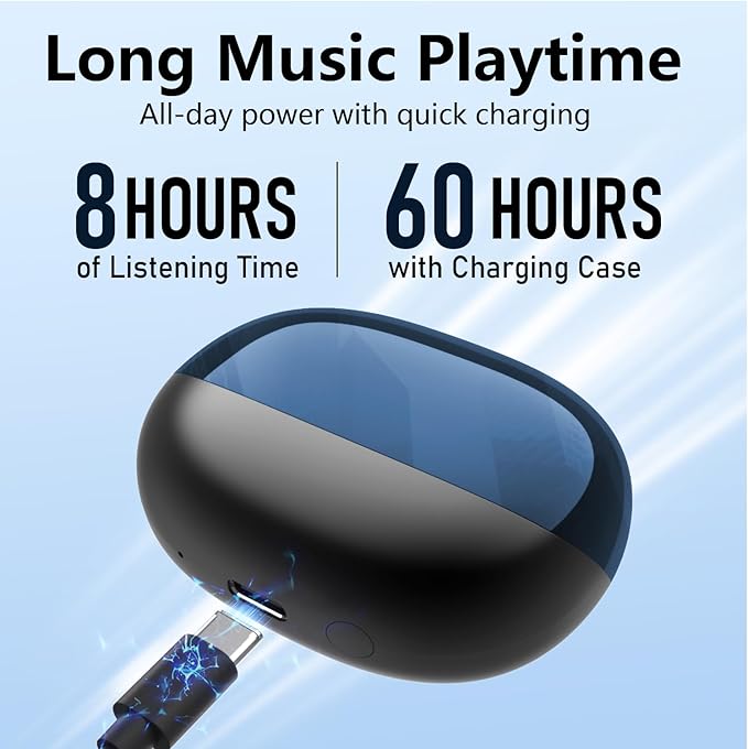 Active Noise Cancelling Wireless Earbuds with 60 Hour Long Battery Life,Bluetooth 5.4 in-Ear Earphones,Multi-Device Pairing,Enhanced Clear Call,Hi-Fi Stereo Ear Buds for Sport Walk