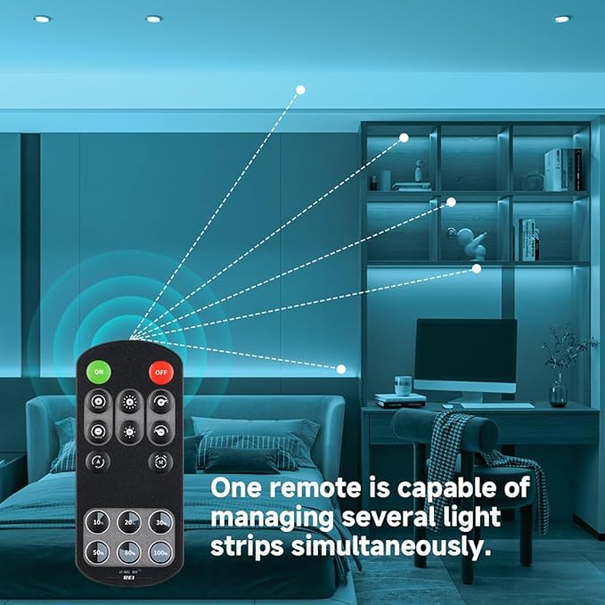 BTF-LIGHTING COB LED Strip Light 12V 16.4FT UL Listed, Ice Blue Dimmable High Density Flexible Tape Light with RF Remote & ETL Power Adapter, Ultra Bright for Bedroom Kitchen Home Indoor Lighting
