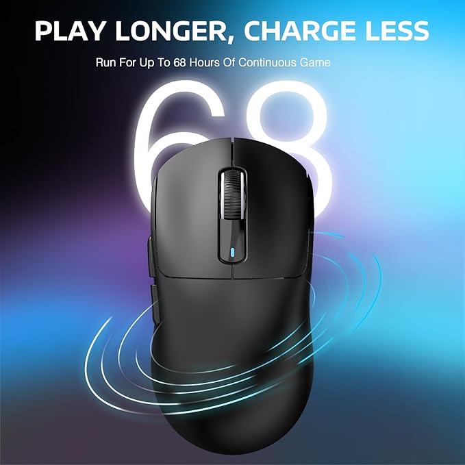 ATTACK SHARK X3PRO 4K/8K Lightweight Wireless Gaming Mouse with Tri-Mode(Wired/2.4GHz/BT),PAW3395 Optical Sensor,26K DPI,Kailh GM8.0 Switch,Long Battery,7 Buttons for PC/Laptop/Win/Mac(Black)