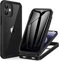 CENHUFO Privacy for iPhone 12 Mini Case, Full Body Phone Case with Built-in 9H Tempered Glass Privacy Screen Protector, Anti Peep Anti Spy Shockproof Protective Bumper Clear Cover - Black