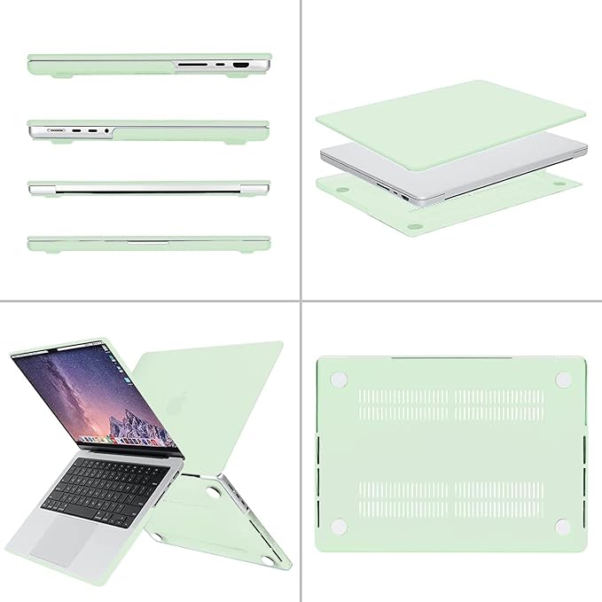 MOSISO Compatible with MacBook Pro 14 inch Case M5 2026 M4 2025 M3 M2 M1 2024-2021 A3427 A3426 A3434 A3112 A3185 A3401 A2918 A2992 A2779 A2442,Hard Case&Keyboard Skin&ScreenFilm&Pouch, Honeydew Green