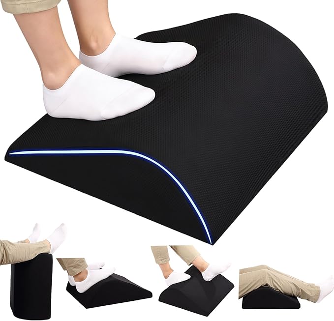 Foot Rest for Under Desk at Work, Ergonomic Under Desk Footrest with Washable Cover for Office, Home & Gaming Leg Elevation Pillow Black