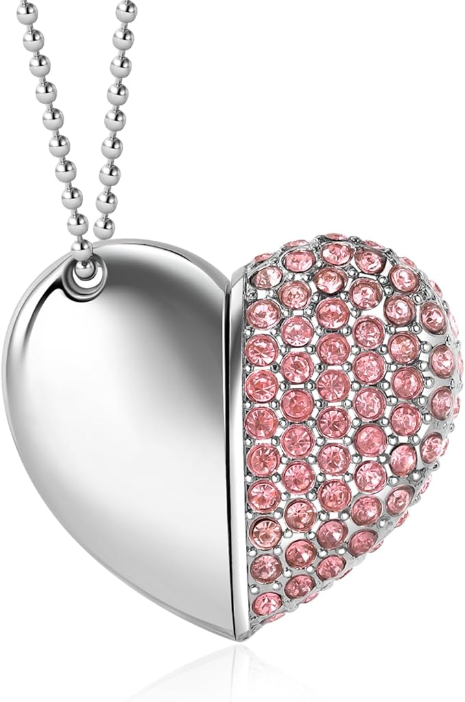 USB 2.0 Flash Drive,Cute Romantic Heart Shape USB Memory Stick,Thumb Drive for Photos, Music, Files Storage (Pink, 64, GB)
