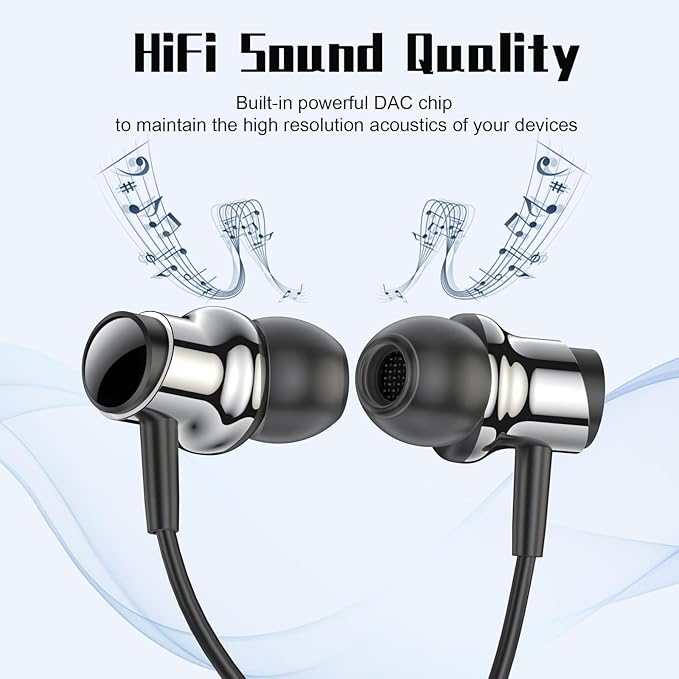 USB C Headphones for Samsung S26 S25 S24 S23 S22 A16 A56 Wired Earbuds USB C Magnetic in-Ear Type C Earphone with Mic Volume Control Stereo Noise Canceling Headphones for iPhone 17 16 15 Pro Max Pixel