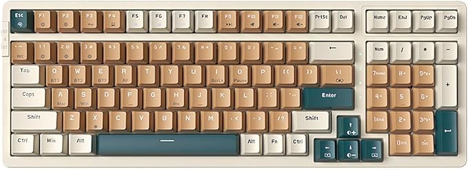 Merdia Wireless Mechanical Keyboard, Triple Mode 2.4G/USB-C/BT Gaming Keyboards 100 Keys Backlit Red Switch Keyboard | Rechargeable Mechanical Gaming Keyboards (Brown Combo Red Switch)