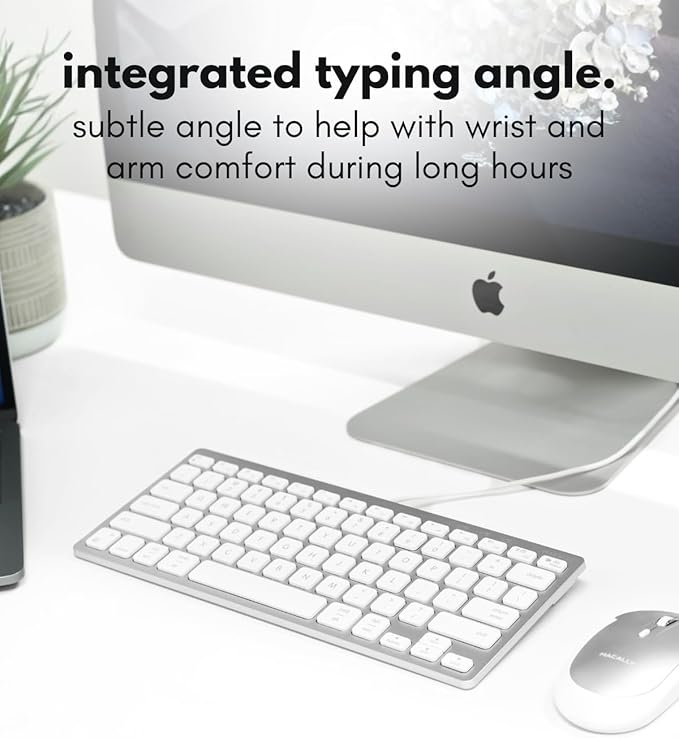 Macally USB C Wired Keyboard for Mac (USB C + USB A) – Compatible Keyboard for MacBook Pro/Air, iMac & MacMini – Compact Aluminum Mac Keyboard