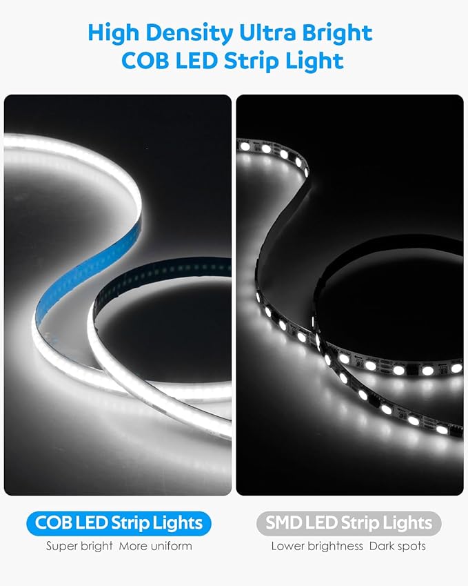 Aclorol 5V COB LED Strip Light USB Powered 6000K 9.84FT/3M 960LEDs Dimmable LED Flexible Light Strip with Dimmer 8mm Width Doltless LED Tape Light for TV Backlights 3D Printer Kitchen Mirror Wardrobe