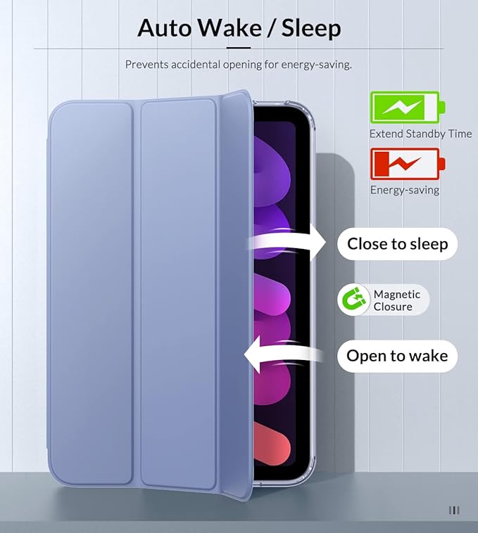 Moko Case Fit New iPad mini 7 (A17 Pro) 2024, iPad mini 6th Generation Case 2021 (8.3-inch), iPad mini 6 Case, Soft TPU Translucent Frosted Back Cover Case for iPad mini 7th, Grayish Purple