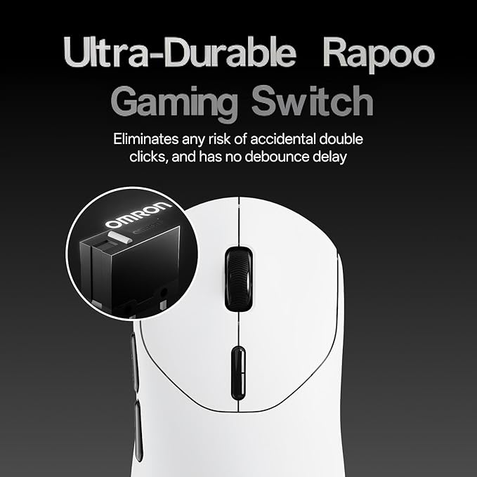 Rapoo VT2 MAX Wireless Gaming Mouse, True 8K Wireless Polling Rate, 53g Lightweight, Up to 750 Hr Battery, Nordic nRF54L15 MCU, 120-Million Optical Switch, 10 Programmable Buttons, Macro Enabled