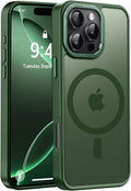 Newfuture Designed for iPhone 16 Pro Case with Magnetic [13 FT Military Drop Protection] [Compatible with Magsafe] Slim Translucent Matte Shockproof with Anti-Fingerprint Phone Case,Dark Green