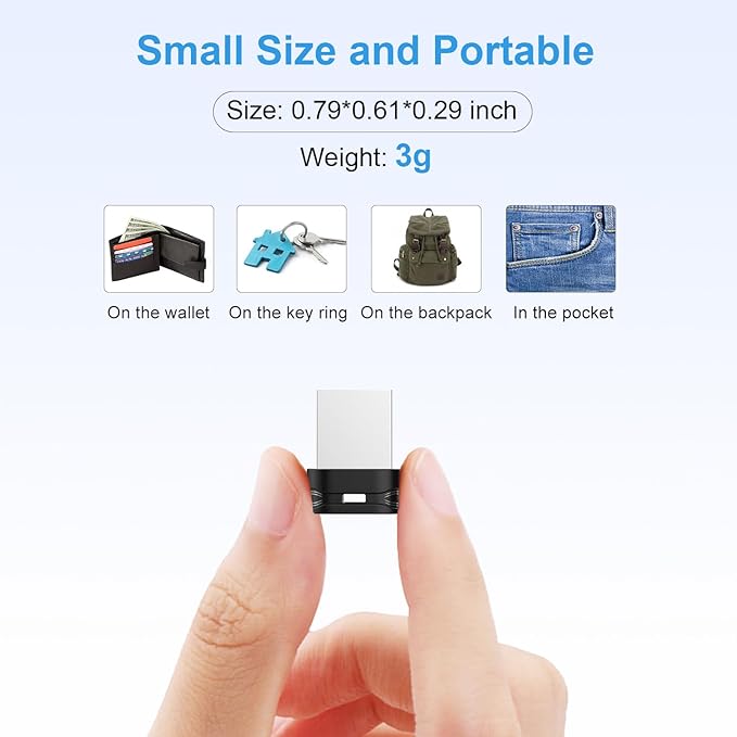 RAOYI 32GB USB Flash Drive, USB 2.0 Mini Fit Memory Stick Ultra Slim Thumb Drive Jump Drive Zip Drive Pen Drive with Lanyard-Black