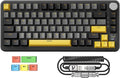 MAGIC-REFINER ATTACK SHARK X85PRO 75% Wireless Mechanical keyboard,TFT Smart Display&Knob,BT/2.4GHz/Wired Custom Gaming Keyboard,Gasket,Hot-Swap,RGB,with Pro Cable&5 Color PBT Keycaps,for PC/MAC,Black