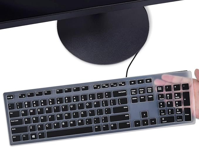 DAMMOMKO Keyboard Cover Skin Compatible with Amazon Basics Wired QWERTY Keyboard with Low-Profile Keys, US QWERTY Layout, Black