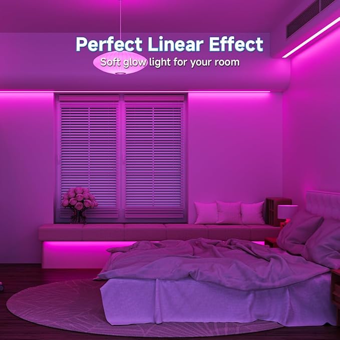 BTF-LIGHTING FCOB COB LED Strip Purple Color 480LED/m 16.4FT DC24V Flexible High Density Uniform Light 8mm Width Bright Dimmable LED Ribbon for Indoor Lighting Project(No Adapter or Controller)