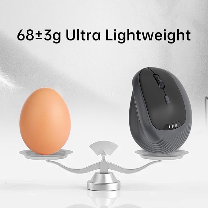 PYP Ergonomic Vertical Wireless Mouse, Bluetooth 5.2/5.0 & 2.4G Tri-Mode, Type-C Rechargeable with Power Display, 6-Level Adjustable 8,000 DPI, Lightweight Quiet Click for Laptop Mac - Black