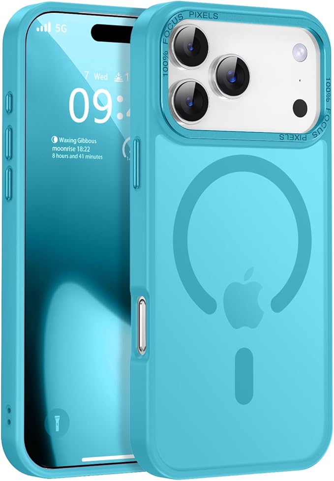 Newfuture Magnetic for iPhone 17 Pro Max Case [Compatible with Magsafe] [Military Grade Drop Protection] Translucent Matte Anti-Scratch Shockproof Protective Phone Cover 6.9 Inch, Lake Blue