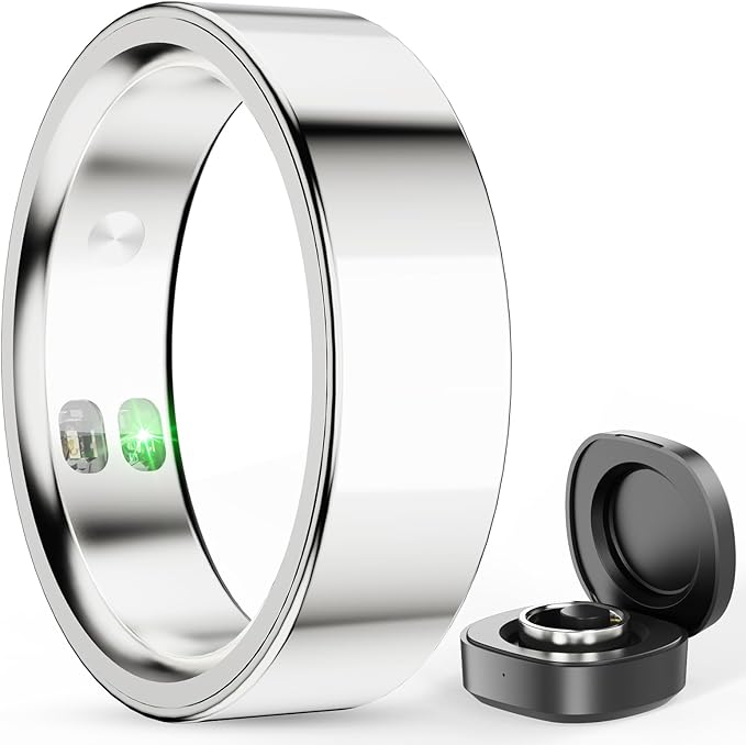 Smart Ring for Men Women - 5ATM Waterproof Health Fitness Tracker with Body Temperature Measurement, Heart Rate, Blood Oxygen, Sleep Monitoring, Step Counting for iOS and Android, No Subscription Fee