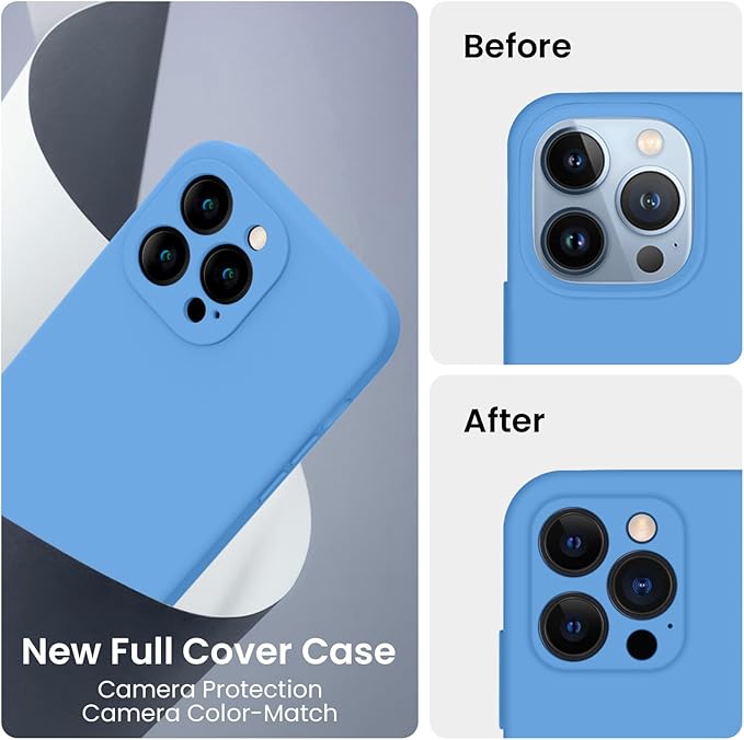 FireNova Designed for iPhone 13 Pro Max Case, Silicone [Camera Protection] Phone Case, Soft Anti-Scratch Microfiber Lining Inside, 6.7 inch, Blue