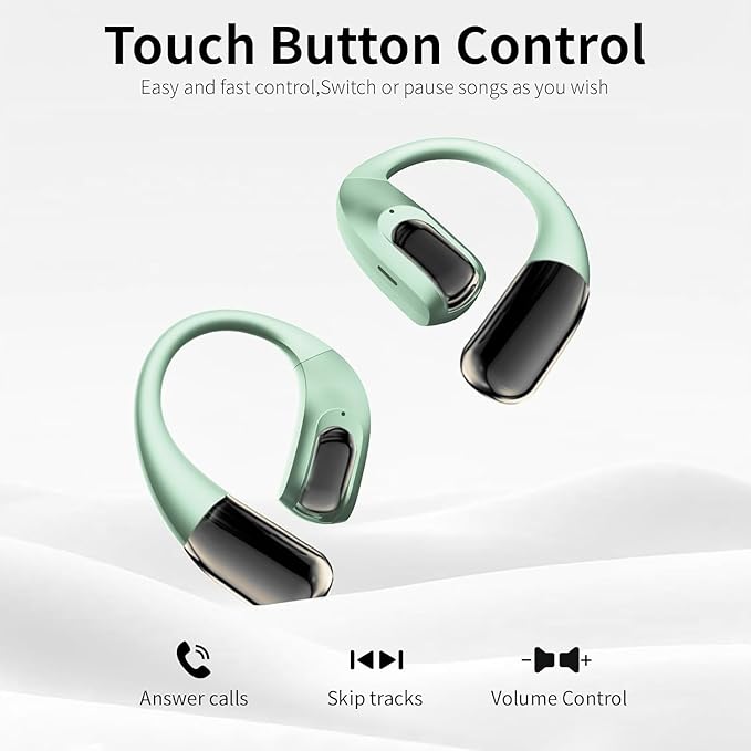 Wireless Earbuds Bluetooth Headphones,Lightweight Earbuds with Ear Hooks,Bluetooth5.4 Wireless Earphones,48H Playtime, IPX4 Waterproof Running Headphones for Gym Green