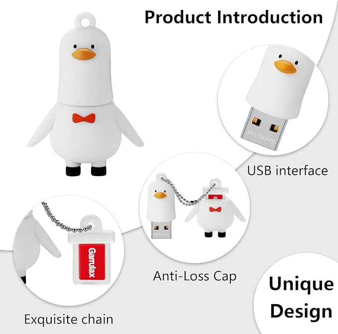 USB Flash Drives, 16GB/32GB/64GB/128GB Silicone USB2.0 High Speed Thumb Memory Stick Pen Date Storage Pendrive U Disk (Cute Goose, 32GB)