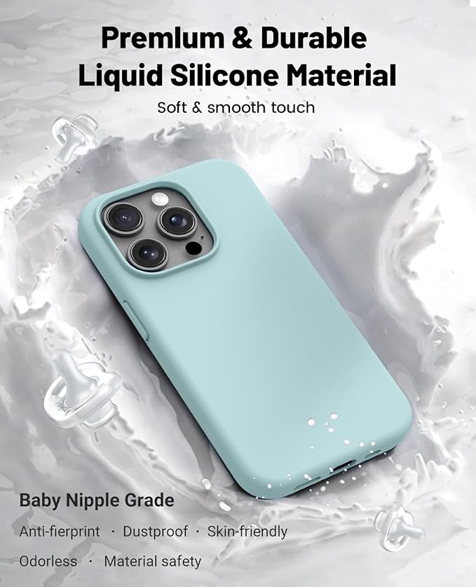 OTOFLY for iPhone 15 Pro Max Case [Compatible with MagSafe] Full-Body Silicone Shockproof Slim Thin Phone Case for iPhone 15 Pro Max 6.7 inch (Mint Green)