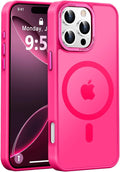 Newfuture Designed for iPhone 16 Pro Max Case with Magnetic [13 FT Military Drop Protection] [Compatible with Magsafe] Slim Translucent Matte Shockproof with Anti-Fingerprint Phone Case, Hot Pink