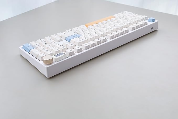 NJ98 Wireless Custom Mechanical Keyboard with Screen Knob 96% Hot Swappable RGB Keyboard Mac Windows (White, Steel Plate - Box Taro Ice Cream Pro)