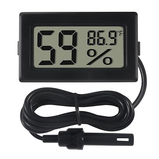6-Pack Mini Digital Thermometer Hygrometer with Probe Indoor Temperature Humidity Meter Gauge LCD Fahrenheit Display Hygrometer Thermometer Gauge, Black