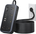 NTONPOWER Surge Protector Power Strip 15 Ft Cord, 10 Widely Spaced Outlets, 4 USB Port(2 USB C Port), Ultra Thin Flat Plug Extension Cord 15 Feet, 2700J Surge Protection for Home Office Garage, Black
