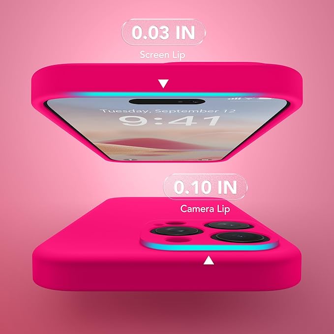 Magnetic for iPhone 13 Pro Max Case, Compatible with MagSafe, [Full Camera Protection][Screen Protector] Silicone Shockproof Protective Phone Case for iPhone 13 Pro Max 6.7", Hot Pink